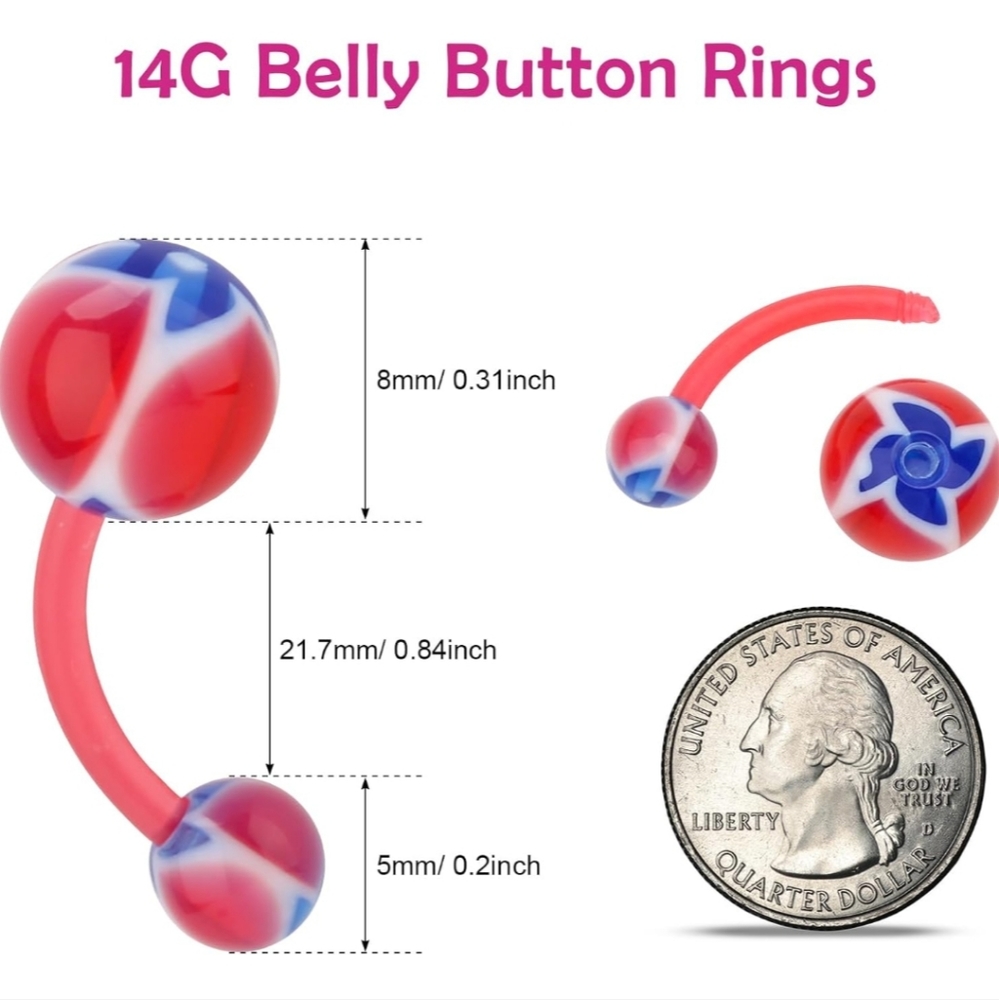 UV Flexible Naval Piercing Jewelry various designs (comment which one you want)